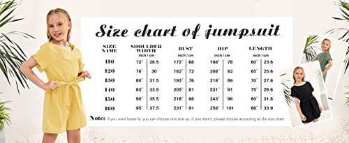 Kingdenergy Kids Girls Summer Rompers Crew Neck Ruffle Short Sleeve Keyhole Belted Shorts One Peice Jumpsuits #TOP5
