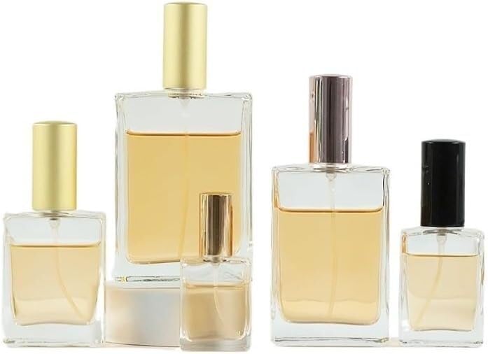 Mini butelki podróżne na perfumy, atomizer do perfum 2 szt. Kwadratowe butelki z atomizerem do perfum Przezroczyste szkło Puste butelki wielokrotnego użytku 15–100 ml Fiolka z delikatną mgiełką Atomiz