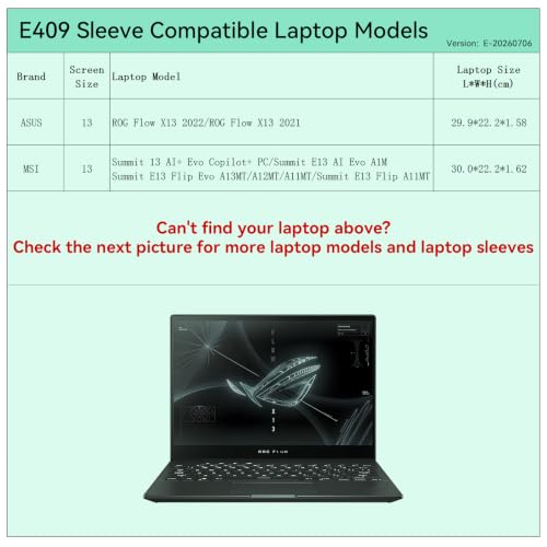 Image of Smatree Elite Laptop Sleeve for 13.4 inch ASUS ROG Flow X13 2022 /2021, MSI Summit E13 Flip Evo /E13 Flip, Protective Laptop Case with Pocket(E409)