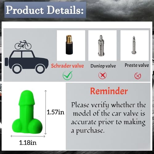 Glow-in-The-Dark Valve Stem Caps – 4-Pack Funny Wheel Accessories, Airtight, Rustproof, Dustproof & Waterproof Caps for Cars, Bikes, Trucks, Motorcycles – Universal Fit(Green)