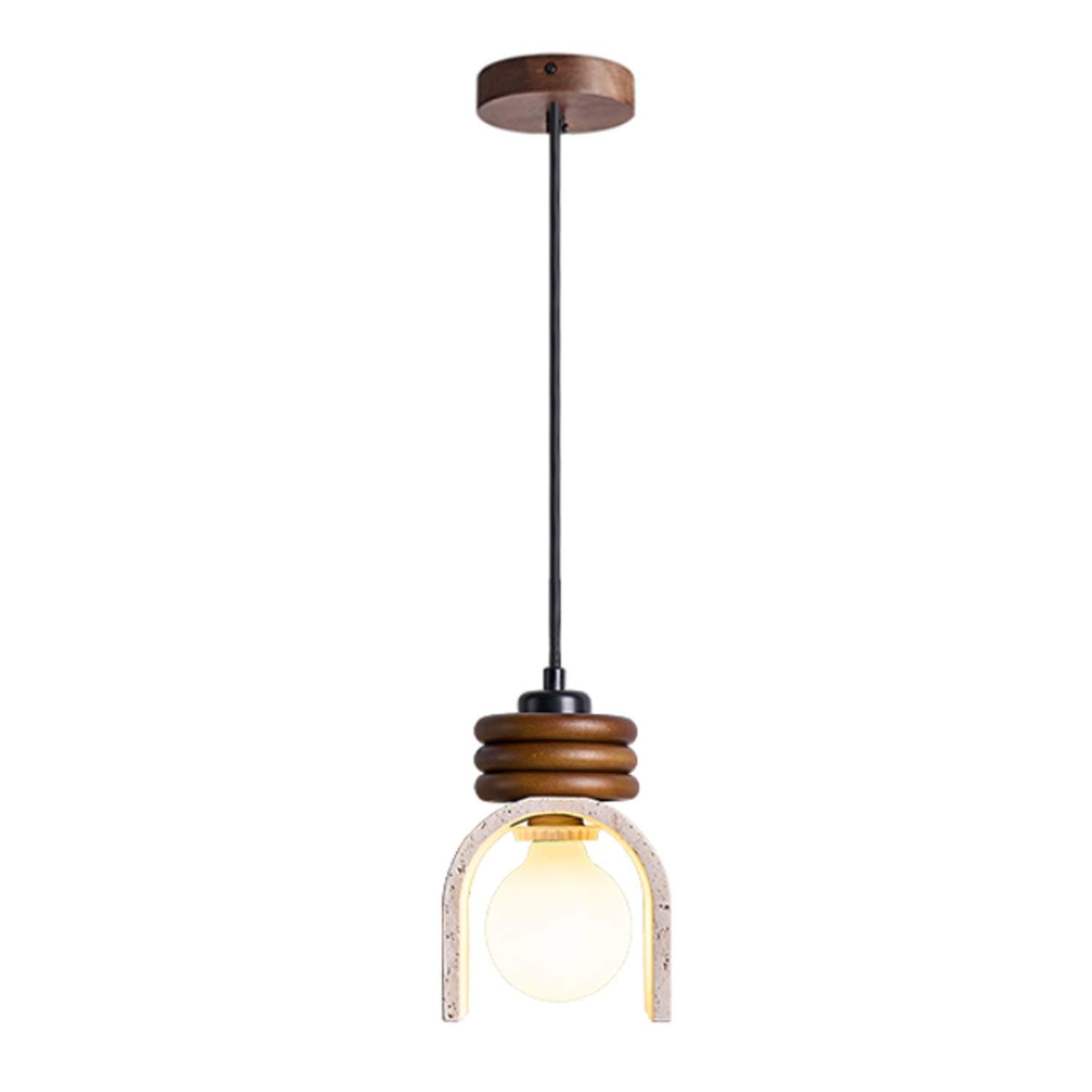 USMJQVZ Nordic Yellow Travertine Cave Pendant Light Wabi-Sabi Stone Chandelier Hanging Light Fixture for Dining Room, Kitchen Island, Bedroom Bedside, Bar