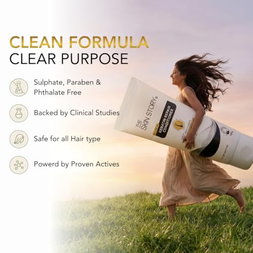 Image of The Skin Story Sulphate Free Keratin Shampoo & Conditioner Set | Shine & Frizz-Free Hair Care | Deep Cleansing & Damage Repair with Argan, Macadamia & Vitamin E | Sulfate-Free Hair Care for Dry, Frizzy & Treated Hair | Shampoo 250ml & Conditioner 100gm