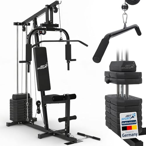 ArtSport Kraftstation ProfiGym 2000 mit Latzug- & Butterflystange, Seilzug & Beinstrecker...