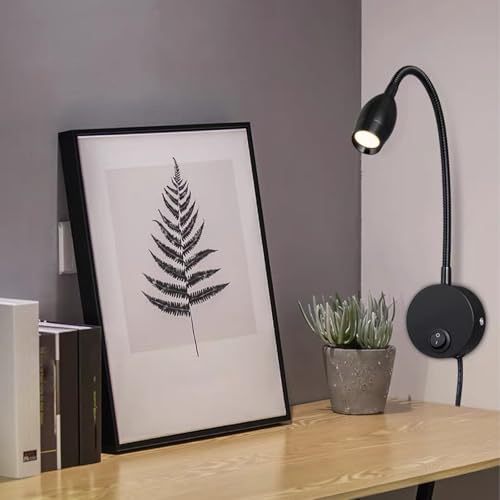 Apliques de pared LED con interruptor enchufe cable flexible lámpara lectura plata 6