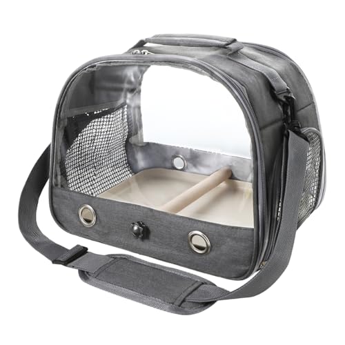 Image of Small Bird Travel Carrier Cage Portable Bird Parrot Parakeet Cockatiel Travel Carrier Bag Lightweight Birds Backpack with Standing Perch and Stainless Tray for Vet Visit Side Access Window