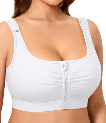 Image of BRABIC Wireless Zip Front Closure Bras for Women No Underwire Full Coverage Comfort Everyday Post Surgery Compression Bra