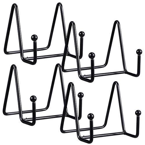 VINTORKY 4 Piece Plate Holder Display Stands Sturdy Metal Dish Racks for Decorative Plates Frames Books for Home Decor