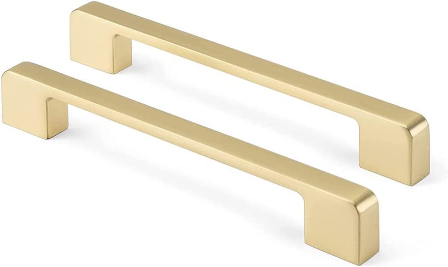Lontan Brushed Gold Square Drawer Handles - 96mm Zinc Alloy Gold Cupboard Handles for Kitchen Cabinet Doors โ image 1