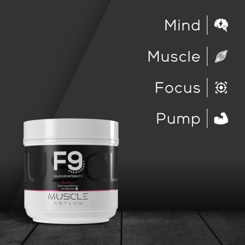 Image of Muscle Asylum F9 Pre Workout Powder - 200mg Caffeine | Beta Alanine, Citrulline, Arginine | Energy, Focus & Pump Support | For Adults (500g, 50 Servings, Fruit Punch)