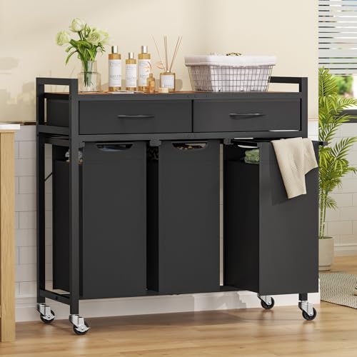 Laundry Sorter 3 Section, 120 L Laundry Hamper with 2 Drawers & 2-tone Top Panel, Rolling Laundry Basket Organizer with Pull-Out Removable Oxford Fabric Bags for Laundry Room Organization UNZYL006BVV3 by FGNTWP - Image 9