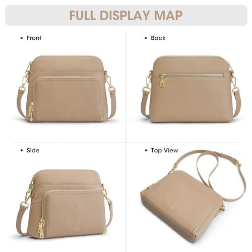 Image of Kattee Leather Crossbody Bag with Built-in RFID Wallet | Top grain pebbled leather, built-in RFID wallet, multiple pockets, and an adjustable strap for everyday use.