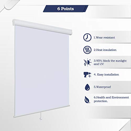 TFSKY Cordless Blackout Window Blinds Roller Shades with Valance for Home,Office,Bedroom,White,48WX76.75H