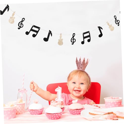 Guirnalda de notas musicales en fieltro y plástico para decoración de cumpleaños 7