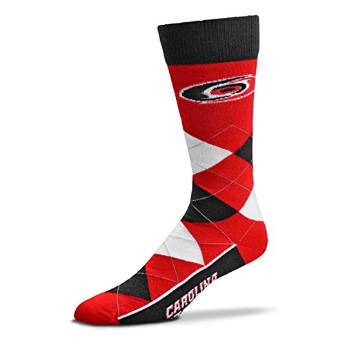 For Bare Feet NHL Argyle Lineup Unisex Crew Dress Socks-One Size Fits Most-Carolina Hurricanes