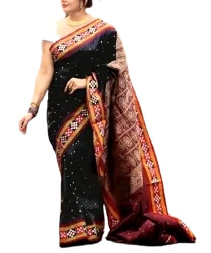 CIPS Sambalpuri Pasapalli Buti Odisha Saree Handloom Silk - Black