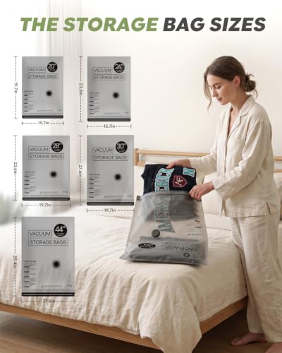 Image of Vacuum Storage Bags with Rechargeable Pump for Travel, 20 Combo Set
