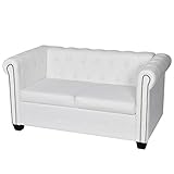  Festnight Chesterfield 2-Sitzer-Sofa Kunstledersofa 2-Sitzer Couch Loungesofa Holzrahmen Sitzkomfort für Wohnzimmer Büro - Wei?