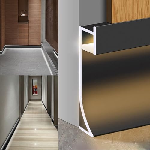 Blazea Corniche LED Plafond Plinthe LED en Aluminium pour Sol, Cache-plinthes à Éclairage Linéaire en Aluminium, Diffuseur LED Profilé pour Home Cinéma,...