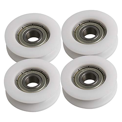 BQLZR 34x10.5mm Blanc Rond U-Type Groove Roues Guide Rouleau ¨¤ Rouleaux Poulie pour Meubles Quincaillerie Pack de 4