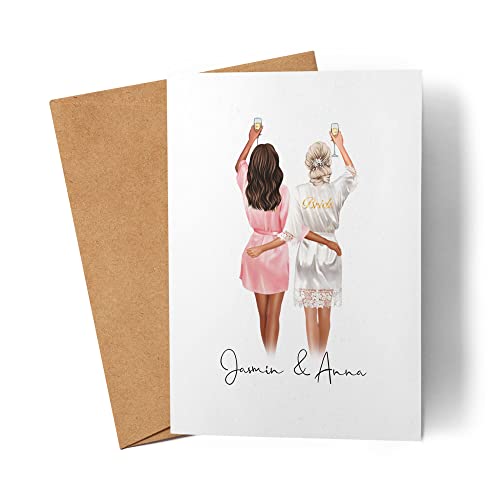 Kiddle-Design Brautjungfer Karte Personalisiert Trauzeugin Fragen Braut Frage Danke-Geschenk für Freundinnen Brautjungfern & Brautparty Grußkarte Cover