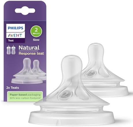 Philips Avent Natural Response Bottle Teat - 2 x Baby Bottle Flow 2 Teats for Newborn Babies | 0+ Months, BPA Free (Model SCY962/02)
