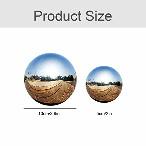 gexuamz 7 Stück Edelstahl Gartenkugel Spiegelpoliert Hohlkugel Sortiert Silber Teichkugeln - Reflektierende Gazing Ball für Hausgarten Miniteich Dekorationen 50/100MM