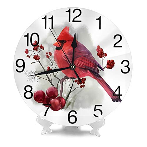Kiuloam Winter Bird Round Wall Clock Silent Non Ticking Battery Operated Easy To Read For Student Office School Home Decorative Clock Art #TOP1