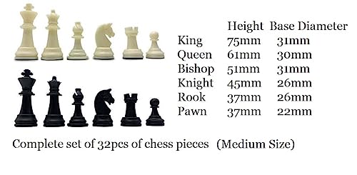 Palmetto Housewares Chess One Set 32pcs No Board, Spare Chess Replacement Pieces Resin Made No Board Included (Medium-King75mm) - Image 2