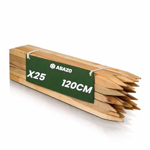 Lot de 25 piquets carrés en bois de hêtre – Longueur 120 cm – Idéal pour poteaux de clôture, piquets d'arbre et jardinage – Piquets robustes pour...
