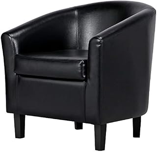 Yaheetech Barrel Chair Faux Leather Club Chair Accent Arm Chair Modern Style Tub