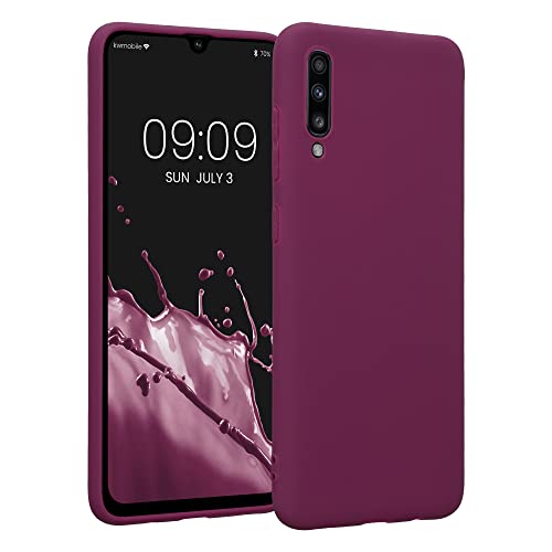 kwmobile Hülle kompatibel mit Samsung Galaxy A70 Hülle - weiches TPU Silikon Hülle - Cover geeignet für kabelloses Laden - Bordeaux Violett