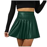 Damen Lederrock Knielang, Hohe Taille Kunstleder Minirock Enges Bleistiftrock Schwarze Pu-Leder-Nähte Split Herbst Minikleider A Linie Leder Rock Mini Röcke Party Clubwear