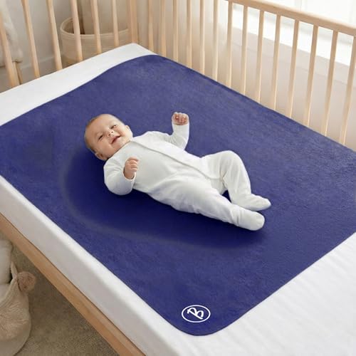 Image of Btag Baby Waterproof, Super Soft Fast Drying Mattress Protector | Extra Absorbent, Anti-Itching Sheet for New Born,Toddler (Size 70x100 cm, Pack of 1, Royal Blue)