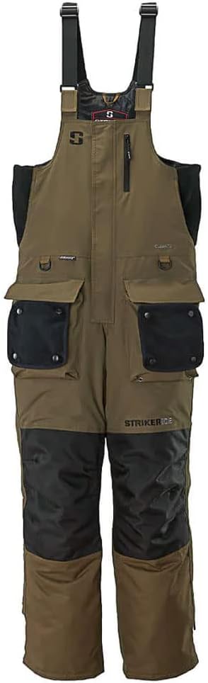 Striker Men’s Climate Insulated, Waterproof Ice Fishing Bib with Sureflote Flotation Technology, Dark Brown, 5X-Large