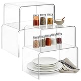 DORMIYA 4 Pcs Clear Spice Rack Shelves, Pantry Organizers and Storage Set, Display Shelf Organizer, Stackable Desktop Organizer for Kitchen, Bathroom, 10.6 x 7.7 x 6.3 in & 7.4 x 5.3 x 10.6 in