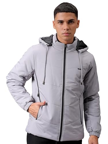 The Indian Garage Co Chaqueta de invierno para hombre, gris, XL