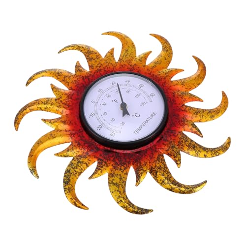 Kisangel Termómetro de Pared Decorativo Forma de Sol Termómetro Colgante para Exteriores Interiores Medidor de Temperatura para Jardín y Hogar Fácil de Leer y Duradero