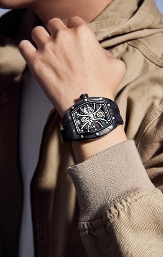 Image of ALIX Automatic Mechanical Watch Silicone Band Water-Resistant Stylish Gift for Men
