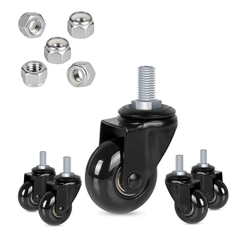 Hirate 2" Office Chair Casters Wheel with 3/8"-16UNC Threaded Stem Heavy Duty Caster Replacement Smooth Rolling for Hardwood Floors, Set of 5 with Nylon Lock Nuts