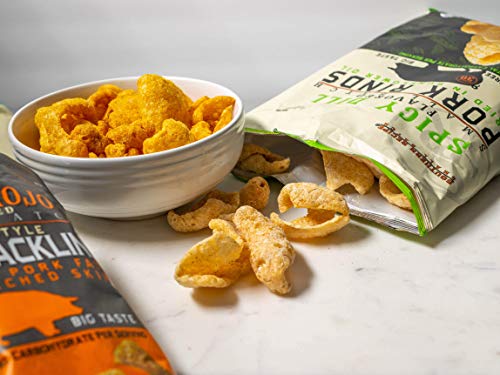 Pork Rinds Variety Pack | Sea Salt & Pepper, Kimchi BBQ, Spicy Dill, Pineapple | Southern Recipe Small Batch | Keto Friendly, Gluten Free, High Protein & Low Carb | 7g of Collagen | 4 Oz Bag (4 Count)