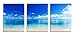 Youk-art Decor 3 Panels Blue Ocean Seaside Beach Photograph Printed on Canvas for Home Wall Decoration