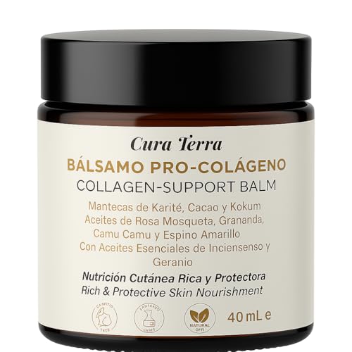 Bálsamo Pro-Colágeno con Aceite de Espino Amarillo 40 ml – Nutritivo y Reafirmante con Mantecas de Karité, Cacao y Kokum, Rosa Mosqueta, Incienso y Geranio – Natural y Vegano