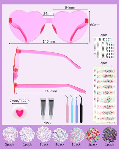 50 Set DIY Sunglasses Kit Popular Singer Party Favors Friendship Heart Sunglasses Crafts for Girls Women3