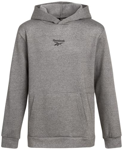 Reebok Boys' Sweatshirt - Fleece Pullover Fashion Hoodie Designs And Logos, Size 8, Grey Grindel #TOP23