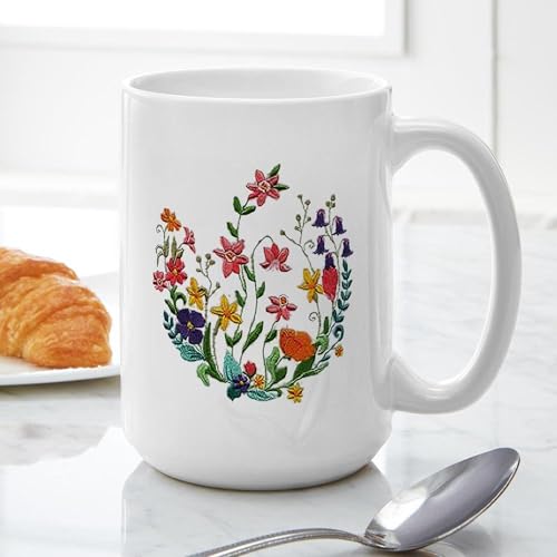 Taza Grande de Cerámica 15 oz con Diseño Bordado miniatura 6