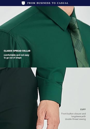 Image of HISDERN Mens Dress Shirt with Tie Pocket Square Set Classic Button Down Shirt Matching Tie Long Sleeve Shirts