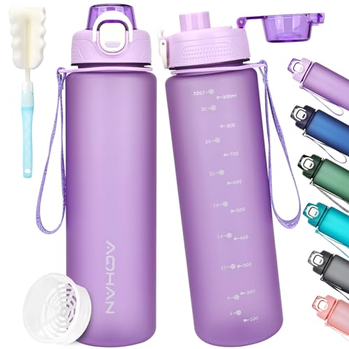 AOHAN Trinkflasche 1l, Wasserflasche BPA Frei, Sport Trinkflasche...