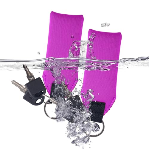 Image of Gosknor 2pcs Floating Foam Keychain, Lightweight Neoprene Waterproof Floatable Keychain Boat Key Chains Floating for Surfboard Boat Outdoor Water Sports (Purple)