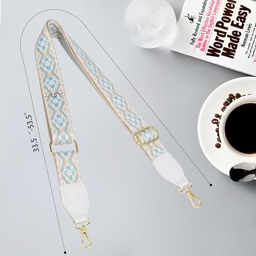 Image of Purse Strap,1.5 inch Leather End Shoulder Strap Adjustable Replacement,Retro Multi-Pattern Crossbody Bag Straps