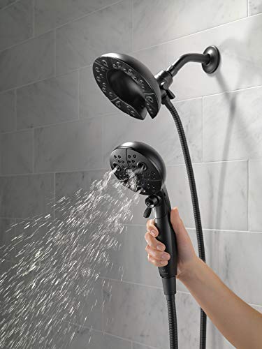Image of Delta Faucet 5-Spray In2ition Dual Shower Head with Handheld Spray, H2Okinetic Matte Black Shower Head with Hose, Showerheads, Handheld Shower Heads, Magnetic Docking, Matte Black 58480-BL25-PK